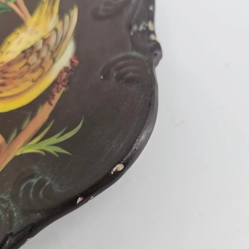 Vintage Handpainted Floral & Fauna Bird Tray Plate Ceramic Moody Cottagecore - Picture 7 of 9